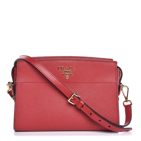 PRADA Saffiano Soft Calfskin Bandoliera Bag Fuoco 